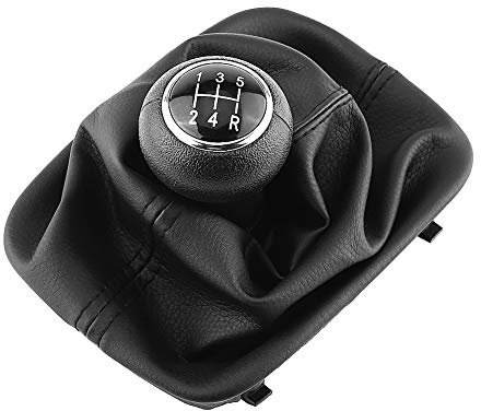 RASTKY Komplettset für 5-Gang-Schaltknauf und Manschette, Schwarze Kappe mit Verchromtem Rand, Ersatz für C5 B5 D2 1998–2000 mit Kunstleder,