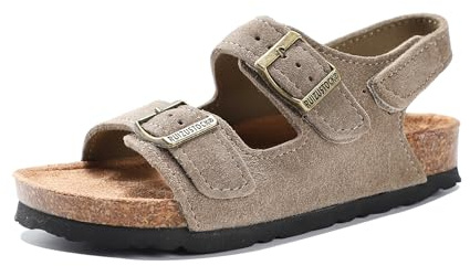 Yeeteepot Sandali Bambini Ragazzi Ragazze Antiscivolo Pelle Sandalo Estivi Punta Aperta Scarpe Sportivi Scarpe da Spiaggia Giardino Ciabatte Albicocca 29 EU