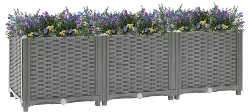 Bancal alto de polipropileno de 120 x 40 x 38 cm, para verduras y hierbas, ideal para pequeños jardines y balcones
