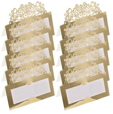 TOGEVAL Élégantes et Pratiques 20 Cartes de Table de Mariage en Papier Or Faciles à Écrire Espace Suffisant pour Nom et Numéro, pour Fêtes et Événements