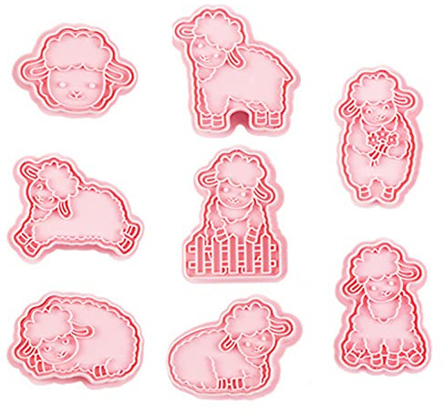 Bottone 8 Pack Cookie Sheep Shaped Biscuit Press Baking Gadgets for Molds