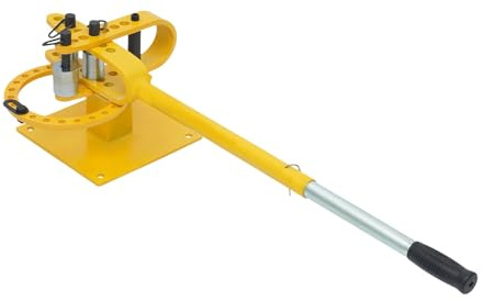 7 Formen Biegemaschine für Eisenstangen,0-200° Winkelbiegemaschine Biegegerät Manueller Rohrbieger 1-3 Biegemaschine mit Verstellbarer Griff,Biegewerkzeug für Flachstahl, Baustahl, Rundstahl (Gelb)