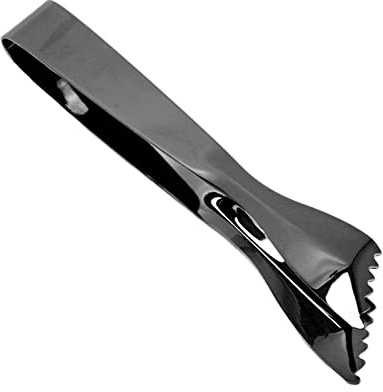 Dioche Pinzas para Hielo Pinzas para Hielo: Acero Inoxidable Espesado de Grado Alimenticio, Antideslizantes para Alimentos de Azúcar para Suministros de Cocina y Bar en el Hogar (chapado en negro)