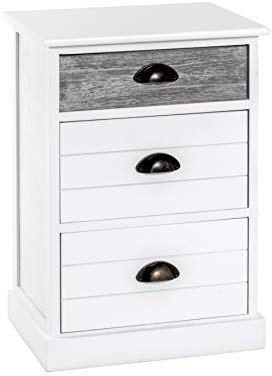 HAKU Commode Gris, Blanc, Bois Massif, métal - Dim.: L 41 cm x H 60 cm x P 31 cm, Style: Coastal Furniture