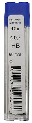 KOH-I-NOOR Graphitminen für Feinminenstift, Minenstärke 0.7mm, 60mm Länge, Härtegrad HB