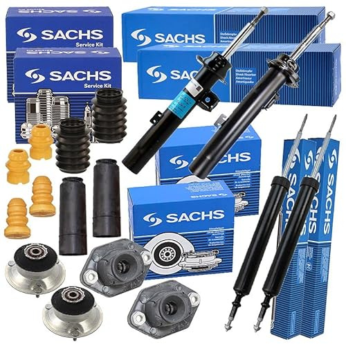 SACHS 4x Gasdruck Stoßdämpfer vorne und hinten inkl. Domlager & Staubschutzsatz Kompatibel mit BMW 3er (E90), Touring (E91)