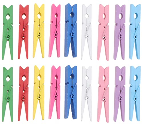 Winomo 40PCS 2.9 inches 7.5 cm Wooden Note Clip 7.2cm Wooden Clip Note Holder Memo 7.2cm Paper ping (Random Colours)