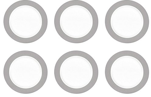 Ritzenhoff & Breker Doppio Dessertteller, 6er Set, Kuchenteller, Frühstücksteller, Porzellan, Grau, Ø 20 cm, 576849