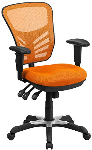 Flash Furniture Mid-Back Orange Mesh Multifunction Executive Swivel Ergonomic Office Chair with Adjustable Arms