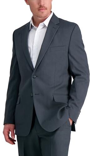 Haggar Men's Travel Performance Stria Tic Tailored Fit Suit Separate Coat Suit, Dark Heather Grey, 46L
