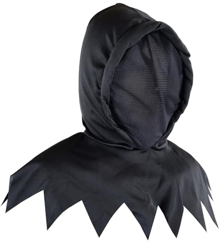 CoolChange Masque Visage intégral d'halloween pour Costume de La Mort | Cagoule Noire en Tissu