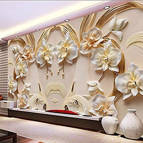 Wallpaper Mural Wall Photo Non-Woven Wallpaper Mural Phalaenopsis Embossed Background Wall Sandstone Relief Mural Living Room Sofa Bedroom 3D Wallpaper