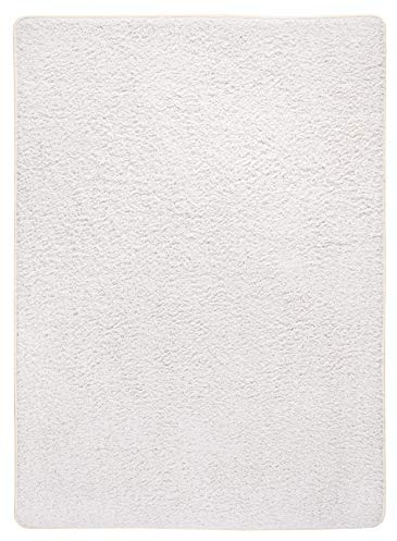 misento Teppich Shaggy klassischer einfarbiger Wohnzimmerteppich Schlafzimmer Esszimmer Creme-weiß 50 x 80 cm