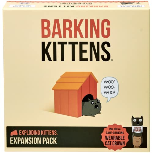Exploding Kittens - Barking Kittens Expansion Pack, Original Game Required, 2-5 Players, Ages 7+, 15 Minutes to Play - Party Game, Ideal for Family Night, Kids and Adults