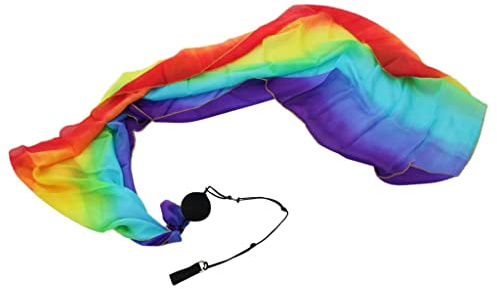 Harilla Schleier Poi Balls Chain Balls Schleier für Bauchtanz Silk Veil Poi Streamer für, Regenbogen, 200 x 70cm