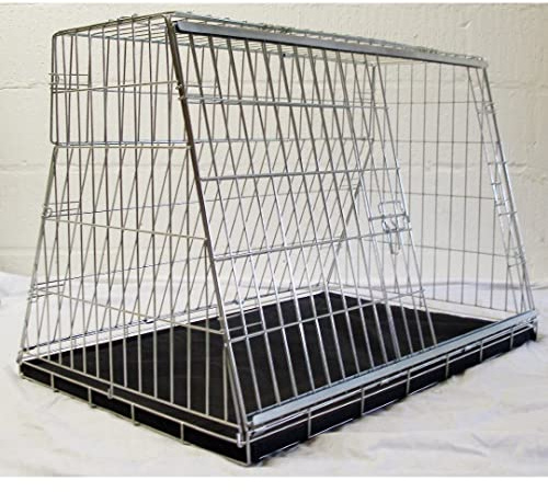 Pet World Large 36 Sloped Car Dog Crate – Perfect for Hatchback, Estate & 4x4 Boots – UK Designed, Steel Travel Cage – Emergency Escape Hatch – Folds Flat – Free Comfort Mat – Easy Assembly