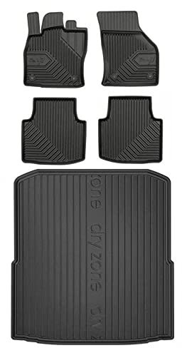 MOTOS Satz Gummifußmatten und Kofferraummatten passend für Skoda Superb III 2015-2023 Heckklappe Verbessern Sie Ihren Reisekomfort mit Antirutschmatte Auto 3D- Allwetter fußmatten Auto, Schutz vor Ver