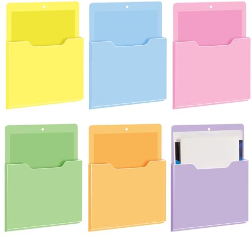 Fuutreo Magnetischer Wandordner, 6 Stück, magnetischer Wandordner, Kühlschrank-Zeitschriftenhalter für Briefe, Papier (Macaron-Farbe, vertikal, groß)