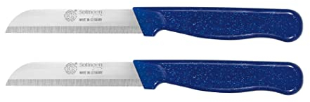 GGS Solingen Vegetable and Fruit Knife Set, Tomato and Steak Knives, Serrated, Dishwasher Safe, German Stainless Steel, Chef Kitchen Set (Blue Set of 2)