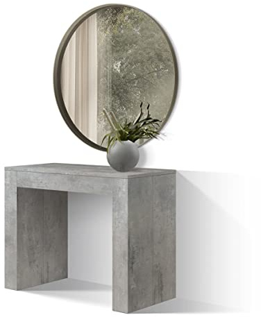 PAZZO DESIGN, Table console extensible José, gris ciment, jusqu'à 12 places, cuisine, peu encombrant, fabriqué en Italie, de 45 à 300 cm - id_1934