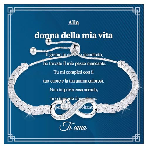 BOCHOI Regalo de San Valentín para ella - Pulsera de plata de aniversario, compromiso para ella, regalo para novia, idea de cumpleaños para esposas