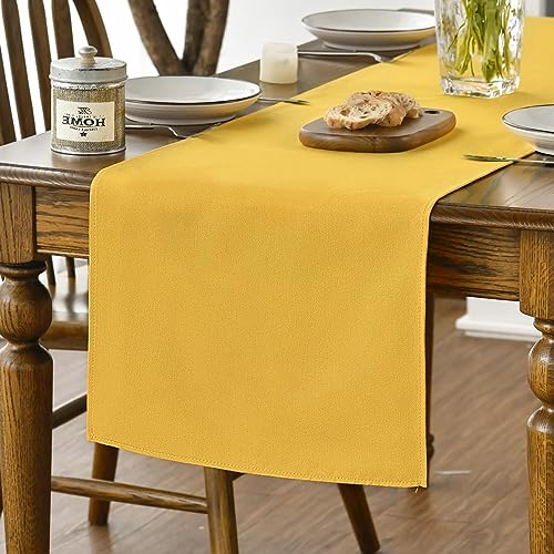 Artoid Mode Yellow Fall Table Runner, Seasonal Autumn Winter Machine Washable Kitchen Dining Table Decoration for Home Party Decor 40x180 cm