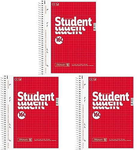 Brunnen 1067802 Notizblock/Collegeblock Student (A5, kariert, 70 g/m², 160 Blatt) (Packung mit 3)