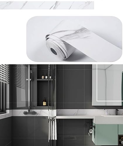 Dostear Frise Murale Baignoire Adhésif Salle de Bains Cuisine Papier Pour Murs 3D Enfants Décoratifs Adhésifs Peint Cuisine Vinyle Autocollant Imperméable Blanc Noir 1 10 x 500 cm