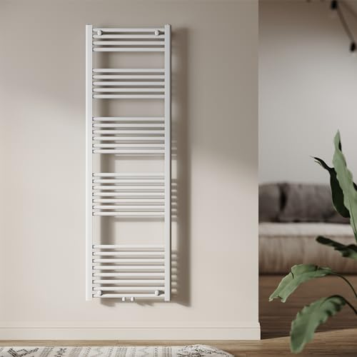 SUNXURY Heizkörper Badheizkörper 1600x500 mm Handtuchheizkörper Mittelanschluss Rundrohr Handtuchwärmer Heizkörper Warmwasser Heizung Weiß