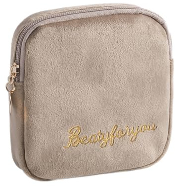 1 Stück Kosmetiktasche Samt Make up Aufbewahrungstasche Schminktasche Travel Bag Organizer Bag Kulturtasche Makeupbag Kosmetikbag Kulturbeutel für Täglichen Gebrauch Geschäft Reisen,Khaki D
