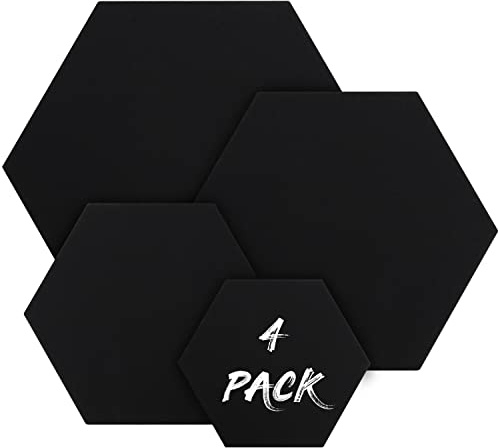 Belle Vous 4 Stk Sechseckige Leinwand Schwarz - 4 Verschiedene Größen - Vorgespannte Schwarze Leinwand-Tafeln - Geeignet für Acryl- und Ölmalerei sowie zum Skizzieren und Zeichnen
