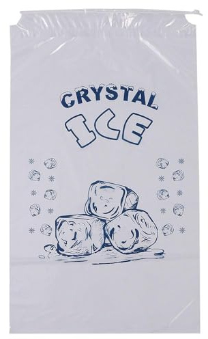 Fudeshe 100PCS Plastic Ice Bags with Drawstring, Heavy Duty Ice Bags Can Withstand 10 Pounds 20 x 12 inch Closure Durable Ice-Bag Storage