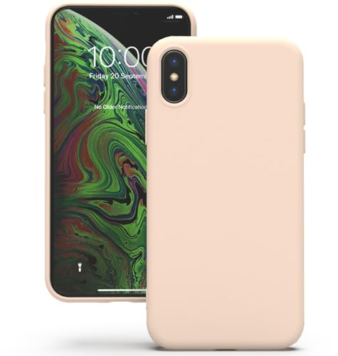 YATWIN Hülle für iPhone X/iPhone XS, Silikon Handyhülle mit Futter, 1mm Kamera und Displayschutz, Dünn & Leicht, Anti Kratzer Case, Hellrosa