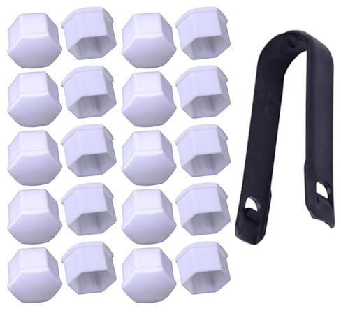 WTIXCRQ Radbolzen Radschraube 20 Stück Radnabenmuttern, 17 Mm, Sechskant-Radmitte, Radmutter, Bolzen, Abdeckkappe, Schutz, Dekoration, Verkleidung, Mit Entfernungswerkzeug-Set