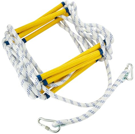 EATHEATY 16ft Fire Escape Ladder 2 Story, Rope Ladder Emergency Fire Escape Ladder Safety Rope Ladder with Hooks, Emergency Ladder for Second Floor Home Window