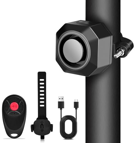 Cruxer Fahrrad-Alarm mit Halterung, wiederaufladbar über USB, kabellos, Anti-Diebstahl-Vibrationsalarm, 110 dB Lautstärke und Empfindlichkeit, einstellbarer Sensor, Einbruchsystem für Motorräder,