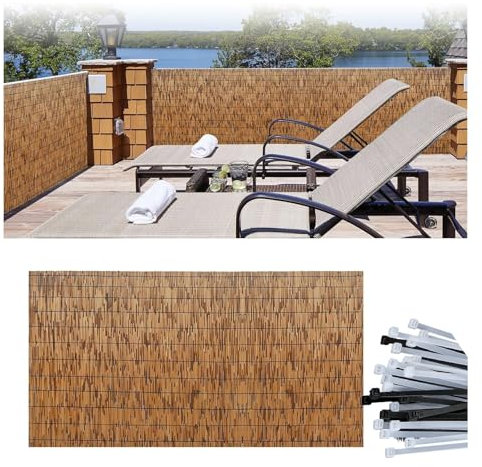 Schilfrohrmatte Sichtschutzmatte Gartenzaun Sichtschutz Schilfmatte Windschutz schilfrohrmatten Schilf Sichtschutz 180 80 cm Balkon Sichtschutzzaun 150 6m 160 140 120 90 cm(A1,155x550 cm 61x216 in)