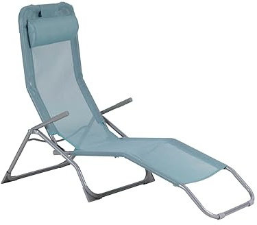 aro Outdoor Liegestuhl Charles mit Klippfunktion, Sonnenliege mit Armlehene, Stahl/Textilen-Bespannung, Klappbar, Türkisfarben