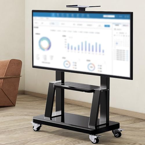 CMYAOYC Mobiler TV-Ständer, Rollender TV-Wagen Auf Rädern, Höhenverstellbar, Robuster Schwarzer Eckständer für 32-120-Zoll-Bildschirme mit Ablage(32-70 inches)