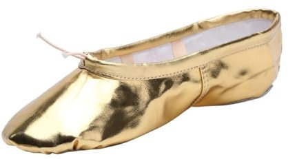 ZMCGNO Gold Silber Leistung Yoga Bauchtanz Schuhe Weiche Sohle Gym Ballett Tanz Schuhe Mädchen Frau(PU-Gold,EU32)