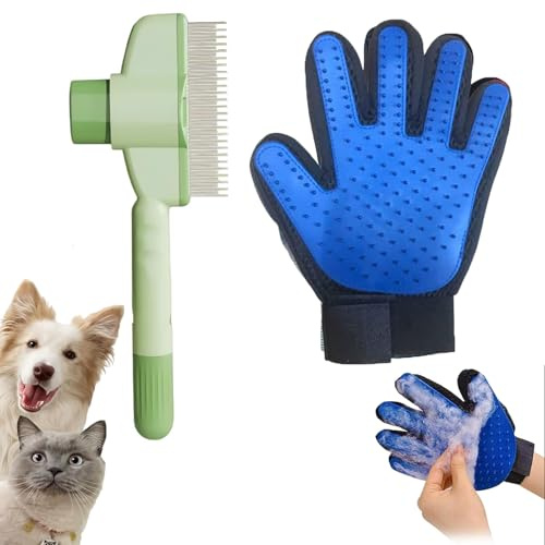 Sikweny Katzen Handschuhe Fellpflege Weichzahnkamm Katzenhandschuh Klettverschluss Fellhandschuhe Katze Atmungsaktives Mesh für Tägliche Pflege Tiefenreinigung Massage Entspannung Tragbares Reisen