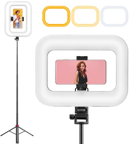 Phone Ring Light with 80 Tall Tripod Stand Built-in 8000mAh Battery Handheld Smartphone Photo Selfie Video Rig Lights 2700K-6500K for Tiktok, YouTube, Video Recording, Filmmaking, Vloging