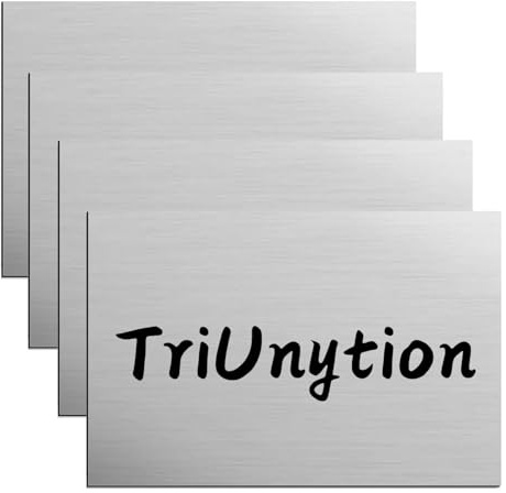 TriUnytion ABS Kunststoffplatte, 30 x 20 cm Laser Gravur Platte 4 Stück 1,3 mm ABS Plastikplatte Lasergravur Rohlinge für DIY Schilder Namensschild Hofschilder (Schwarz auf Gebürstetem Silber)
