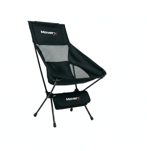 MoverX Lightweight Camping Chair, Folding Camping Chair, Portable Camp Chairs, Folding Chairs for Outdoor, Fishing, Festivals, Picnic, Beach, Black