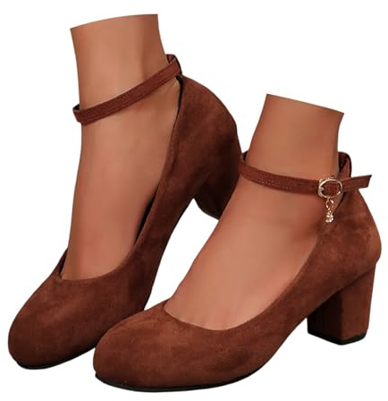 Escarpins Femme Talon Haut Sexy, Ballerines Babies Chaussures Femme, Escarpin Confort Été Marron, Caftan, Confortable Et Elegante Bride Mary Janes Heels Dance Shoes
