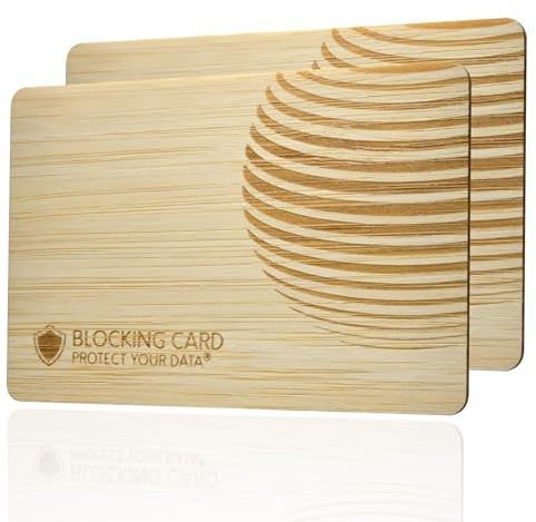 DEKRA geprüfte Bambus RFID Blocker Karte I Nachhaltiger Schutz vor Datendiebstahl - Neuste E-Field Störsender-Technologie I extra dünne Karte mit 0,8 mm für jede Geldbörse I NFC Schutz I (2)