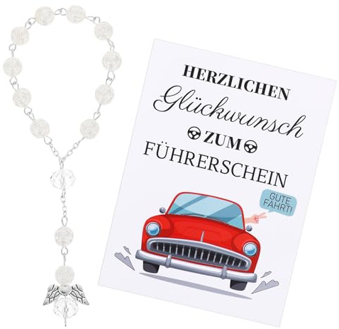 Führerschein Bestanden Geschenk, Schutzengel Auto, Auto Zubehör Innenraum, AutoDeko, Autospiegel Anhänger, GlücksbringerAuto, Engel Anhänger, RosenkranzAuto, Guardian Angel