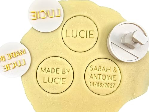 3DKOUPE - Emporte-pièce rond à poussoir pour biscuits – PivoFix® personnalisable avec plaques interchangeables – Fabriqué en France (Pack complet - 1 à 3 lignes)