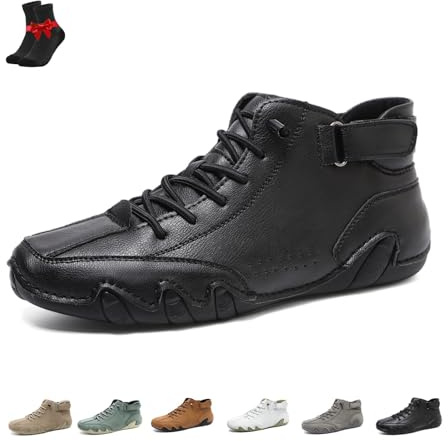 Alpaca barfotaskor män, halkfria ventilerande fritidsstövlar, vattentät läder Fotvandring Vandring Trekking utomhussko(Black,45 EU)