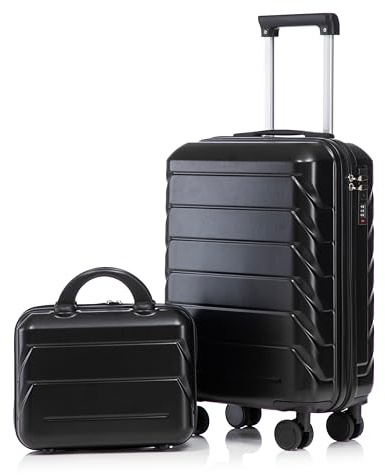 LIFEISLE Hartschalen-Koffer Trolley Handgepäck Rollkoffer, Reisekoffer Set mit 4 Rollen, 2er Gepäckset Schwarz